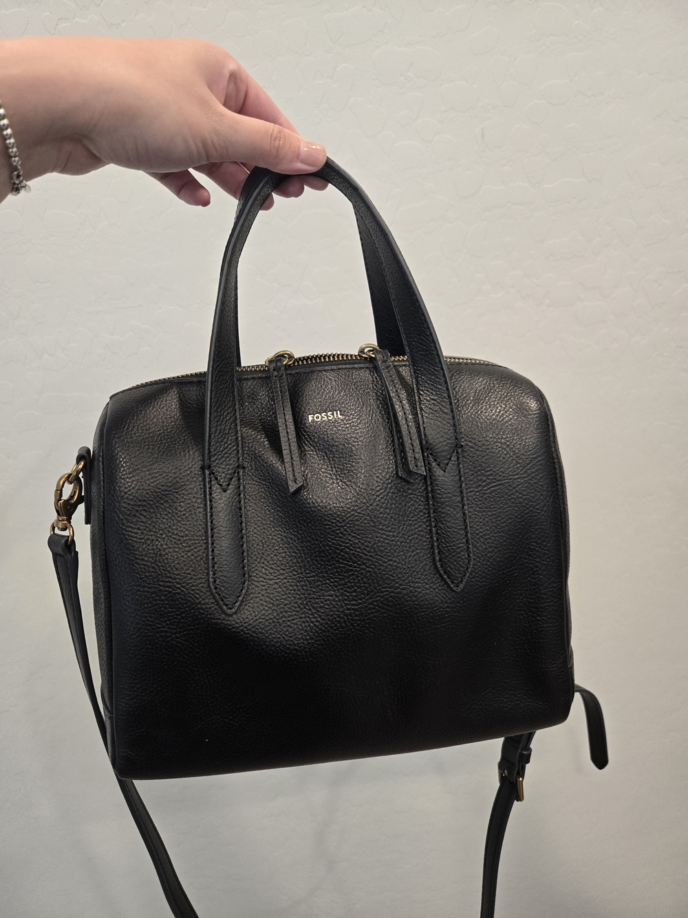 Fossil Black Pebbled Leather Satchel